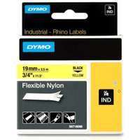 Dymo 18491 (S0718090) Black on Yellow Flexible Nylon Label Tape 19mm x 3.5m (Original)