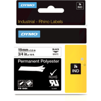 Dymo Rhino 18484 (S0718220) Black on White Polyester Tape 19mm x 5.5m (Original)