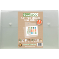 Eco Eco 95% Recycled Triple Storage Stud Wallet A4+ Clear eco056-S