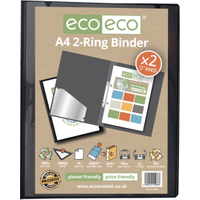 Eco Eco A4 12mm 95% Recycled Presentation 2 Ring Binder Black eco086-S