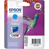 Epson T0802 Cyan Ink Cartridge - Hummingbird (Original)