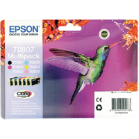 Epson T0807 Multipack - Full Set of 6 Ink Cartridges - Hummingbird (Original)