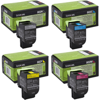 Lexmark 802 Return Program Multipack - Full Set of 4 Toner Cartridges (Original)