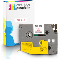 Own Brand Brother TZE-242 P-Touch Red on White Laminated Tape 18mm x 8m (Cartridge People)