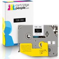 Own Brand Brother TZE-355 P-Touch White on Black Laminated Tape 24mm x 8m (Cartridge People)