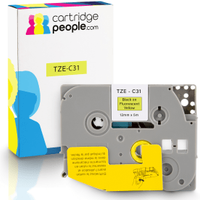 Own Brand Brother TZE-C31 P-Touch Black on Fluorescent Yellow Laminated Tape 12mm x 5m (Cartridge People)