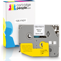 Own Brand Brother TZE-FX211 P-Touch Black on White Flexible ID Laminated Tape 6mm x 8m (Cartridge People)
