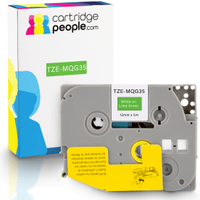 Own Brand Brother TZE-MQG35 P-Touch White on Lime Green Matte Laminated Tape 12mm x 5m (Cartridge People)