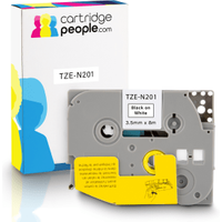 Own Brand Brother TZE-N201 P-Touch Black on White Non-Laminated Tape 3.5mm x 8m (Cartridge People)