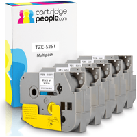 Own Brand Brother TZE-S251 P-Touch Black on White Strong-Stick Laminated Tape 24mm x 8m - 5 Pack (Cartridge People)
