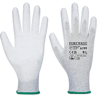 Portwest Anti-Static PU Palm Gloves Grey 2XL (12 Pack)