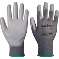 Portwest PU Palm Gloves Grey Medium (12 Pack)
