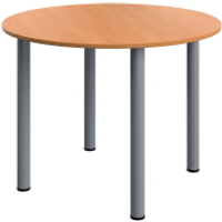 Serrion Pole Leg Round Meeting Table 1000x1000x730mm Beech/Silver KF800233