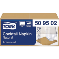 Tork Cocktail Napkins 2-Ply 4 Fold Natural (200 Pack)