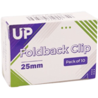 UP Black Foldback Clip 25mm (10 Pack) UP0121
