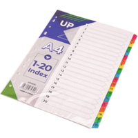 UP White/Multicoloured Index Dividers 1-20 UP0055