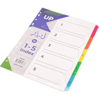 UP White/Multicoloured Index Dividers 1-5 UP0052