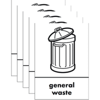 Value A5 Sign Self Adhesive General Waste (5 Pack) Y7321004