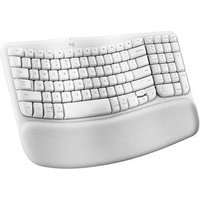 Teclado Sem Fio Logitech Wave Keys, Bluetooth, Layout US, Com Design Ondulado, Ergonômico, Branco - 920-012282