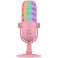 Microfone Gamer Razer Seiren V3 Chroma Quartz, Condensador, Iluminação RGB, Conexão USB, Porta de 3.5mm, Rosa - RZ19-05060300