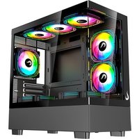 Gabinete Gamer Rise Mode Crystal Glass 03, Mid Tower, Lateral e Frontal em vidro, Preto - RM-CA-CY-03-FB