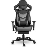 Cadeira Gamer XT Racer Taycan, Até 130Kg, Apoio de Pés, Retrátil, Braço 3D, Cilindro de Gás Classe 4, Couro PU, Preta e Cinza - XTR-048