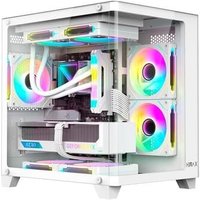 Gabinete Gamer Hyrax HGB750, Mini Tower, M-ATX, Frontal Curvo e Lateral em Vidro Temperado, Sem FANs, Branco - HGB750W