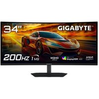 Monitor Gamer Curvo Gigabyte 34", QHD, 200Hz, 1ms, VA, Adaptive-Sync, FreeSync Premium, HDR 400, Som Integrado, Preto - G34WQC2