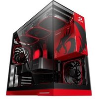 Gabinete Gamer Geometric Future Model 5 Redragon Spec, ATX, Vidro Temperado Duplo, Inclui 5 Fans, Preto e Vermelho - GEO-M5F-RD