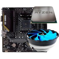 Placa-Mãe ASUS TUF GAMING A520M-PLUS II + Processador AMD Ryzen 5 5500F + Air Cooler Gamer Rise Mode X2