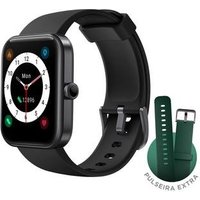 Smartwatch KaBuM! smart 700, Preto, Pulseira Extra Verde Escuro, Compatível IoT Alexa - KBSAC018