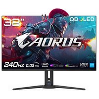 Monitor Gamer Gigabyte AORUS QD-OLED 31.5", 4K, 240Hz, 0.03ms, FreeSync Premium Pro, HDR 400, USB-C, Altura Ajustável, Som Integrado - FO32U2P-SA
