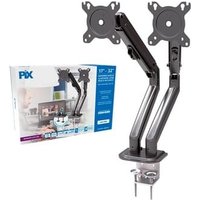 Suporte para 2 Monitores 17" a 32" PIX, Braço Mecânico, Ajustável, Morsa, Preto - PX-25