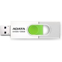 Pen Drive 128GB ADATA UV320, USB 3.2, Retrátil, Branco e Verde - AUV320-128G-RWHGN