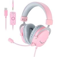 Headset Gamer Fifine H9, Som Surround 7.1, USB, Console e PC, Rosa - H9P