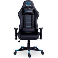 Cadeira Gamer XT Racer Attack, Até 120Kg, Reclinável, Com Almofadas, Cilindro de Gás Classe 4, Couro PU, Preta e Azul - XTR-053