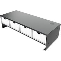 Suporte Ergonômico de Mesa para Monitor e Notebook Ergofirst, com 4 Gavetas, Preto e Branco - MR07