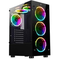 Gabinete Gamer Rise Mode Glass 06x, Mid Tower, ARGB, ATX, Lateral e Frente em Vidro, 6x Fans, Preto - RM-CA-06XB-ARGB
