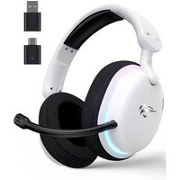Headset Gamer Sem Fio Professional Fuxi-H7, RGB, Tri Mode, Bluetooth, Recarregável, USB-C, Branco - Fuxi-H7 White