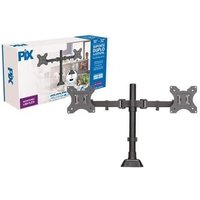 Suporte para 2 Monitores 10" a 32" PIX, Ajustável, Morsa, Preto - PX-DME32d