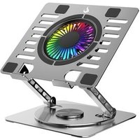 Base Articulada em alumínio com Cooler para Notebook e Tablets Rise Mode Até 17", Galaxy Gray X5, RGB, com Cooler - RM-CN-05-RGB