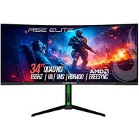 Monitor Gamer Curvo Rise Mode Elite 34", QHD, 165Hz, 1ms, VA, FreeSync, HDR 400, Preto, DisplayPort e HDMI, sRGB 110%, Ajuste altura - RM-MOG-34C1652K-B