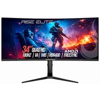 Monitor Gamer Curvo Rise Mode Prime 34", QHD, 180Hz, 1ms, IPS, FreeSync, HDR 400, HDMI e DisplayPort, Preto - RM-MOG-34C1802K-B