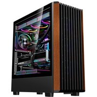 Gabinete Gamer Liketec Pinos E-ATX, Painel Frontal com Detalhes em Madeira, Preto - LC-KB-PINOS-2025-1002