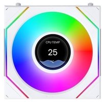 Ventoinha Lian Li Uni Fan SL INF LCD Reverse Blade, 120mm, ARGB, Tela LCD 1.8 IPS, Espelho Infinito, Branco - 12RSLIND1F1W