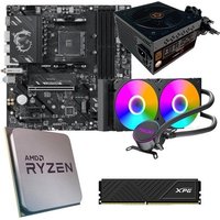 Placa-Mãe MSI B550M Gaming Plus WiFi6E + Ryzen 7 5700X + Water Cooler MACH1 Logic 240mm + Memória XPG 16GB + Fonte 650W