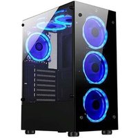 Gabinete Gamer Rise Mode Glass 06X, Mid Tower, ATX, Lateral em Vidro Fumê e Frontal em Vidro Temperado, Sem FANs, Preto - RM-CA-06X-FB