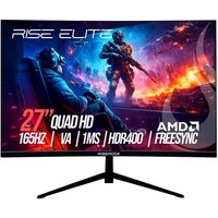 Monitor Gamer Curvo Rise Mode Elite 27", QHD, 165Hz, 1ms, VA, FreeSync, HDR 400, HDMI e DisplayPort, Preto - RM-MOG-27C1652K-B