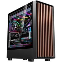 Gabinete Gamer Liketec Oak Wood, E-ATX, Painel Frontal com Detalhes em Madeira, Preto - LC-KB-WOD-2025-1003