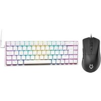 Kit Teclado Gamer KBM! TG700, Branco, 65%, ABNT2, RGB, Switch Gateron Red + Mouse Gamer Husky Arrow, RGB, 16000 DPI, 7 Botões, Preto